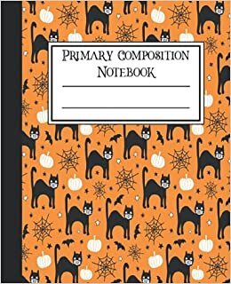 okumak Primary Composition Notebook: Spooky Boo Masked Funny Cat Composition Journal Story Paper for Drawing and Writing | Primary Journal for Students &amp; Grades K-2 Kids