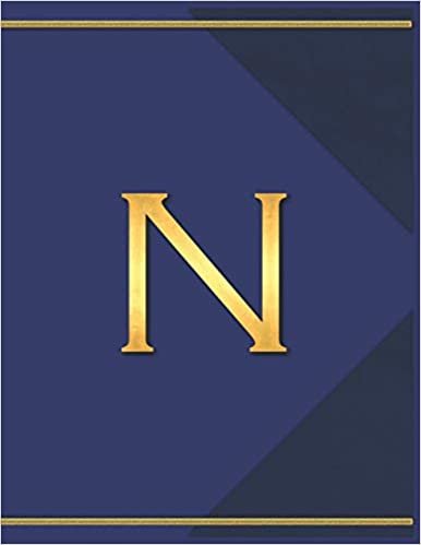 okumak N: Monogram N Journal with the Initial Letter N Notebook for Men, Boys, Girls or Women, Deep Blue Cover with Gold Trim and an Executive Style Letter for the Monogram