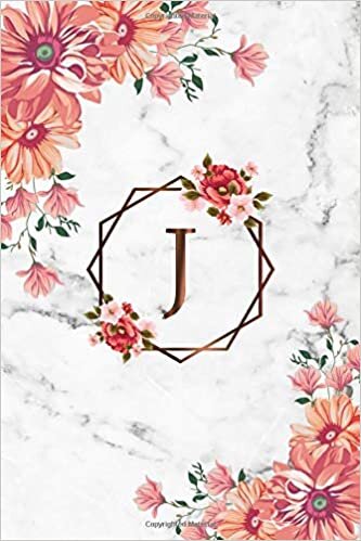 okumak J: Cute Initial Monogram Letter J College Ruled Notebook. Personalized Name Journal &amp; Diary with Medium Lined Pages for Writing &amp; Notes for Girls and Women - Nifty Grey Marble Floral Print