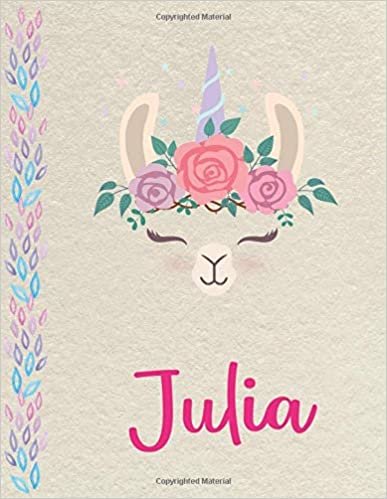 okumak Julia: Personalized Llama Primary Composition Notebook for girls with pink Name: handwriting practice paper for Kindergarten to 2nd Grade Elementary ... composition books k 2, 8.5x11 in, 110 pages )