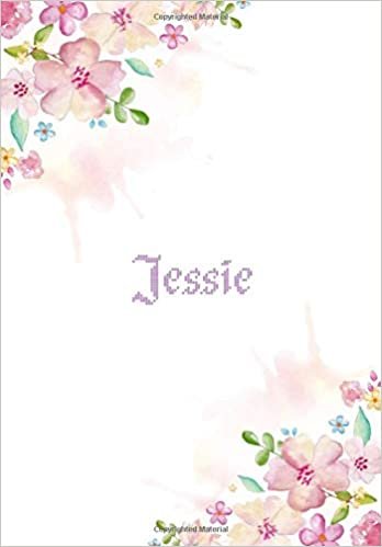 okumak Jessie: 7x10 inches 110 Lined Pages 55 Sheet Floral Blossom Design for Woman, girl, school, college with Lettering Name,Jessie