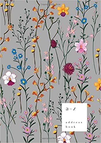 okumak A-Z Address Book: B5 Medium Notebook for Contact and Birthday | Journal with Alphabet Index | Fashion Wild Flower Cover Design | Gray
