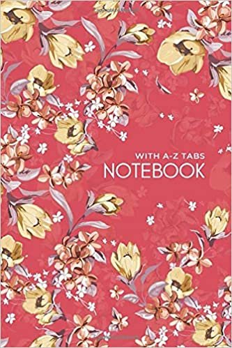 okumak Notebook with A-Z Tabs: 4x6 Lined-Journal Organizer Mini with Alphabetical Section Printed | Elegant Floral Illustration Design Red