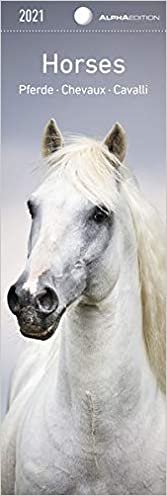 okumak Pferde 2021 - Lesezeichenkalender 5,5x16,5 cm - Horses - Tierkalender - Lesehilfe - Alpha Edition