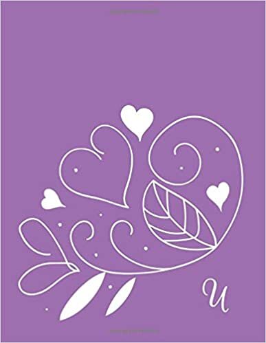 okumak U: Monogram Initial U Journal To Write In For Women, Girls, s. Lilac Purple Floral Soft Cover, Large 8.5 x 11 Inches (letter size), 110 Pages, Lined