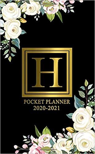 okumak 2020-2021 Pocket Planner: Initial Monogram Letter H Two-Year Monthly Spread Pocket Agenda &amp; Organizer - Phone Book, Password Log &amp; Notes - 2 Year (24 ... Personal Calendar - Black &amp; Gold Floral Print