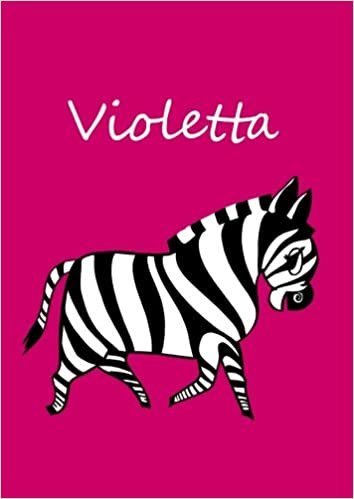 okumak personalisiertes Malbuch / Notizbuch / Tagebuch - Violetta: Zebra - A4 - blanko