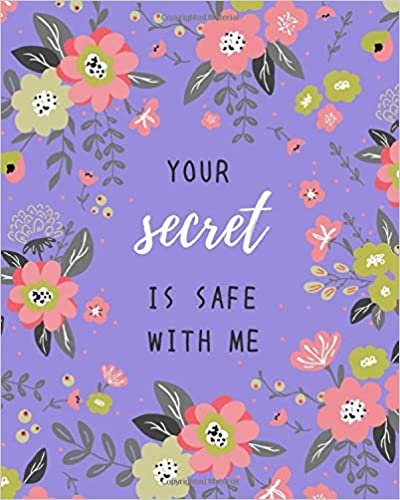 okumak Your Secret Is Safe With Me: 8x10 Large Print Password Notebook with A-Z Tabs | Big Book Size | Cute Flower Frame Design Blue-Violet