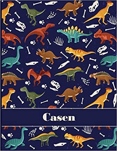 okumak Casen: Personalized Composition Notebook For Boys, Dinosaur Journal Lined , Wide Ruled Comp Book Kids Grades K-2,Preschool, Kindergarten (8.5&#39;&#39; x 11&#39;&#39;) 110 Pages