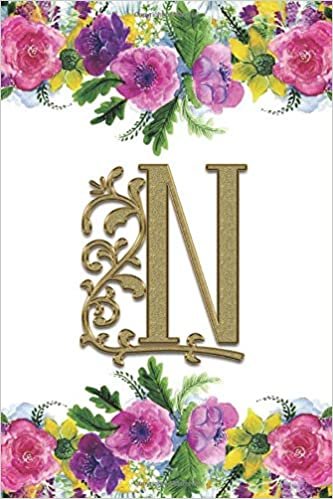 okumak N: Monogram Initial N Journal Lined Personalized Diary Planner - Flower Border (Monogrammed Notebook - 6 x 9, 150 Pages - Floral, Band 14)