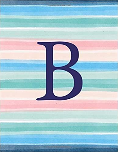 okumak B: Monogram Initial B Notebook for Women and Girls-Ombre Beachy Vibes Stripes-120 Pages 8.5 x 11