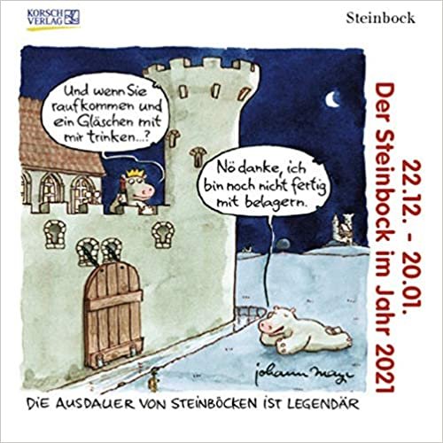 okumak Steinbock Mini 2021: Sternzeichenkalender-Cartoon - Minikalender im praktischen quadratischen Format 10 x 10 cm.