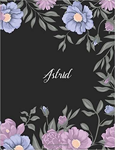 okumak Astrid: 110 Ruled Pages 55 Sheets 8.5x11 Inches Climber Flower on Background Design for Note / Journal / Composition with Lettering Name,Astrid