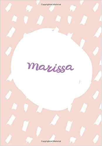 okumak Marissa: 7x10 inches 110 Lined Pages 55 Sheet Rain Brush Design for Woman, girl, school, college with Lettering Name,Marissa