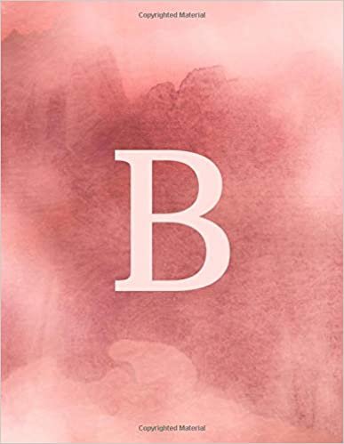 okumak B: Monogram Initial B Notebook for Women and Girls- Dusty Pink Watercolor-120 Pages 8.5 x 11