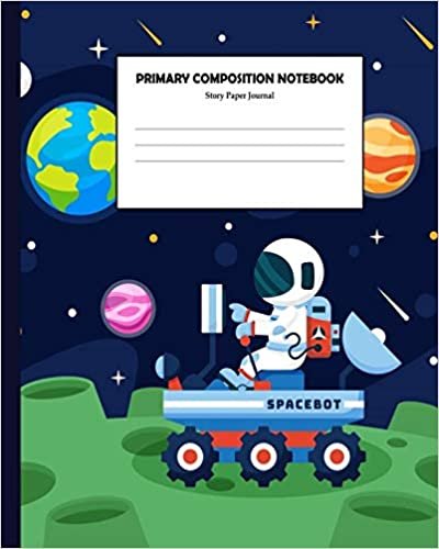 okumak Primary Composition Notebook Story Paper Journal: School Exercise Book | Primary Journal Grades k-2 with Dashed Midline and Picture Space | 110 Story Pages | Space Series