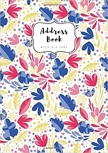 okumak Address Book with A-Z Tabs: A4 Contact Journal Jumbo | Alphabetical Index | Large Print | Bright Floral Art Design White