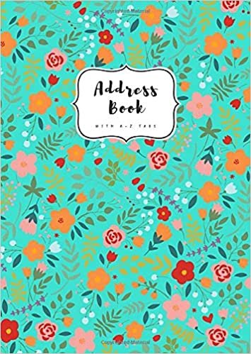 okumak Address Book with A-Z Tabs: B6 Contact Journal Small | Alphabetical Index | Colorful Mini Floral Design Turquoise