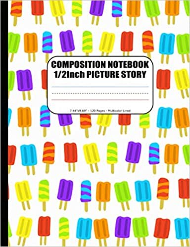 okumak Composition Notebook 1/2Inch Picture Story: Primary Composition Notebook For Handwriting Practice And Drawing | Multicolor (Dotted Midline) for ABC ... Grades K-2 &amp; 3 | 7.44&quot;x9.69&quot; | Icecream Cover