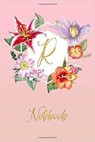 okumak R Notebook: Script Letter Personalized Initial Monogram 100 Page 6 x 9&quot; Lined Journal Pretty Floral Diary Book