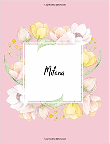 okumak Milena: 110 Ruled Pages 55 Sheets 8.5x11 Inches Water Color Pink Blossom Design for Note / Journal / Composition with Lettering Name,Milena