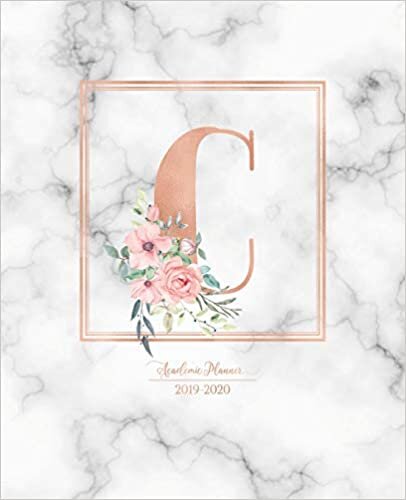 okumak Academic Planner 2019-2020: Rose Gold Monogram Letter C with Pink Flowers over Marble Academic Planner July 2019 - June 2020 for Students, Moms and Teachers (School and College)