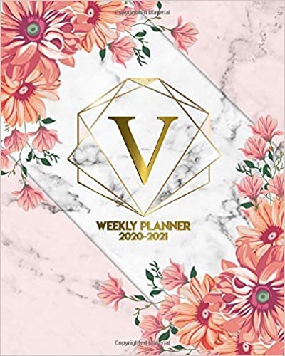 okumak Weekly Planner 2020-2021: Adorable Grey Marble &amp; Floral 2 Year Weekly Agenda &amp; Organizer for Girls &amp; Women | Funny Holidays &amp; Inspirational Quotes, ... To-Do’s &amp; Notes | Initial Monogram Letter V
