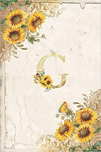 okumak Vintage Sunflower Notebook: Sunflower Journal, Monogram Letter G Blank Lined and Dot Grid Paper with Interior Pages Decorated With More Sunflowers:Small