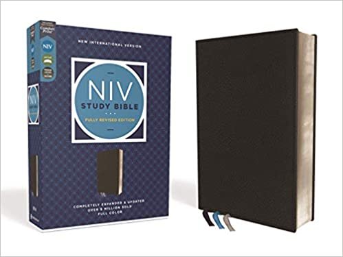 okumak NIV Study Bible, Fully Revised Edition, Genuine Leather, Calfskin, Black, Red Letter, Comfort Print