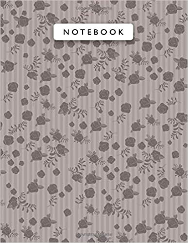 okumak Notebook Cinereous Color Mini Vintage Rose Flowers Small Lines Patterns Cover Lined Journal: Monthly, 110 Pages, Work List, Journal, Planning, A4, College, 21.59 x 27.94 cm, 8.5 x 11 inch, Wedding