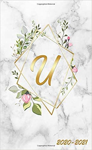 okumak 2020-2021: Marble &amp; Gold 2 Year Monthly Pocket Planner &amp; Organizer | Monogram Initial Letter U Two Year (24 Months) Agenda With Password Log, Contact List &amp; Notes.