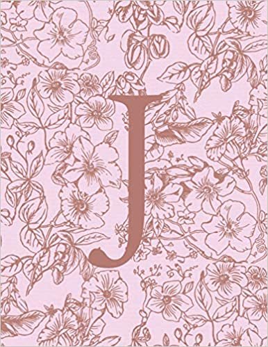 okumak J: Monogram Initial Notebook For Women And Girls-Pink And Brown Floral-120 Pages 8.5 x 11