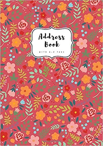 okumak Address Book with A-Z Tabs: B6 Contact Journal Small | Alphabetical Index | Colorful Mini Floral Design Red