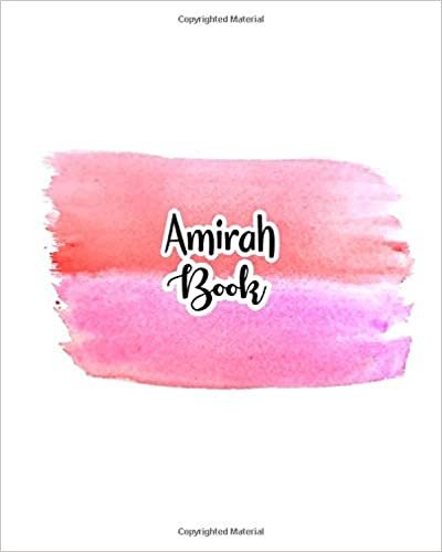 okumak Amirah Book: 100 Sheet 8x10 inches for Notes, Plan, Memo, for Girls, Woman, Children and Initial name on Pink Water Clolor Cover