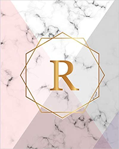 okumak R: Initial Gift Luxury Marble Glossy Pink Purple Faux Gold Print Notebook (Initial Marble Notebooks)