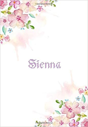 okumak Sienna: 7x10 inches 110 Lined Pages 55 Sheet Floral Blossom Design for Woman, girl, school, college with Lettering Name,Sienna