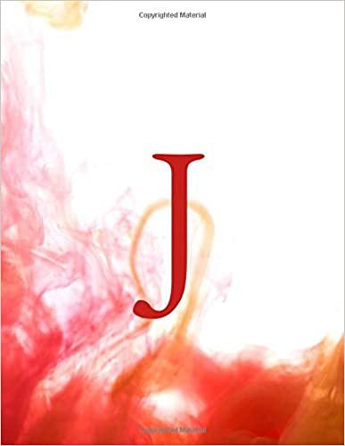 okumak J: Monogram Initial J Notebook for Women and Girls-Red Watercolor Ink-120 Pages 8.5 x 11