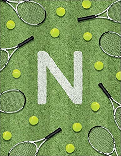 okumak N: Monogram tennis court sport theme composition notebook. Great gift for sports men, women, children and students. 100 College Ruled / Lined Pages 8.5 x 11 Book. Gloss finish.
