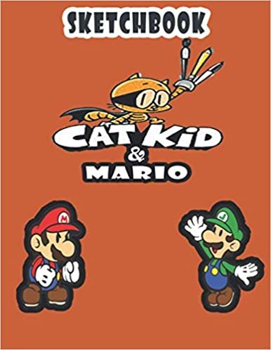 okumak Sketch Book CAT KID &amp; MARIO: Notebook for Drawing, Writing, Painting, Sketching or Doodling, 120 Pages. size 8.5x11 inches/ for kid&#39;s .Excellent abstract cover