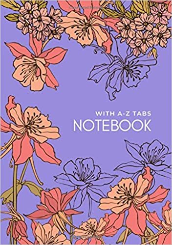 okumak Notebook with A-Z Tabs: B5 Lined-Journal Organizer Medium with Alphabetical Section Printed | Drawing Beautiful Flower Design Blue-Violet