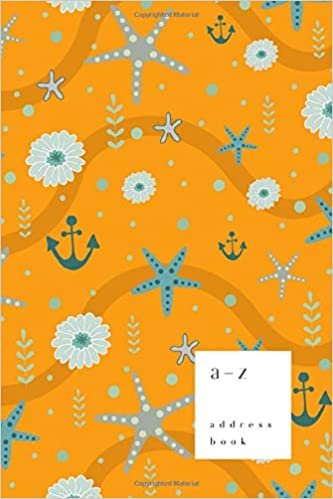okumak A-Z Address Book: 6x9 Medium Notebook for Contact and Birthday | Journal with Alphabet Index | Starfish Ocean Stripe Cover Design | Orange
