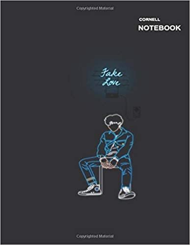 okumak Cornell notes notebook small: 110 College Ruled Paper, 8.5&quot; x 11&quot; (Letter), Neon BTS Fake Love Cover.