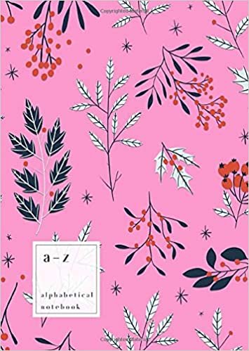okumak A-Z Alphabetical Notebook: B6 Small Ruled-Journal with Alphabet Index | Hand-Drawn Winter Floral Cover Design | Pink