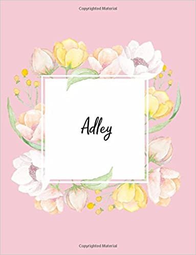 okumak Adley: 110 Ruled Pages 55 Sheets 8.5x11 Inches Water Color Pink Blossom Design for Note / Journal / Composition with Lettering Name,Adley