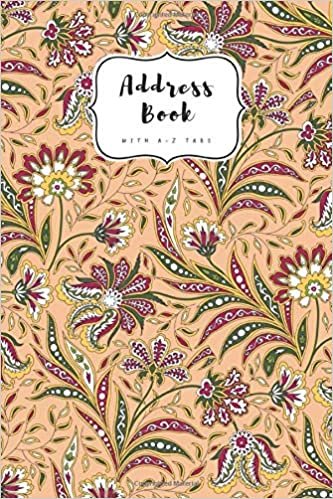 okumak Address Book with A-Z Tabs: 6x9 Contact Journal Jumbo | Alphabetical Index | Large Print | Arabic Style Flower Design Orange