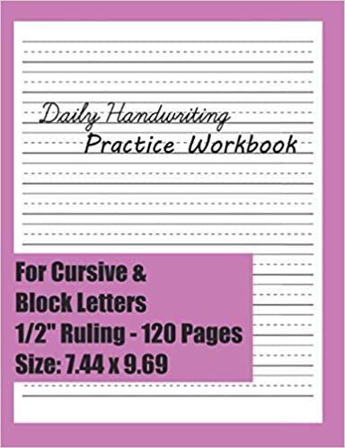 okumak Daily Handwriting Practice Workbook: For Cursive &amp; Block Letters | Default 1/2&quot; Ruling | 120 Pages | Size 7.44x9.69 | Practice Paper with 3 Lines ... | For ABC Kids Kindergarten | Grades K-3