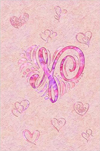 okumak N: Cute Girly Pink Heart Shaped Monogram Initial 100 Page 6 x 9&quot; Blank Lined Journal Notebook