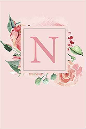 okumak N: Pretty Pink Roses and Peonies Monogram Sketchbook | 110 Sketchbook Pages (6 x 9) | Floral Watercolor Monogram Sketch Notebook | Personalized Initial Letter Journal | Monogramed Sketchbook