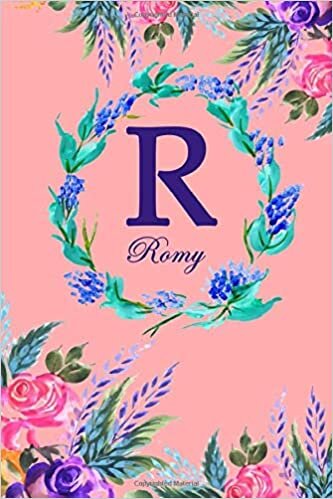okumak R: Romy: Romy Monogrammed Personalised Custom Name Daily Planner / Organiser / To Do List - 6x9 - Letter R Monogram - Pink Floral Water Colour Theme