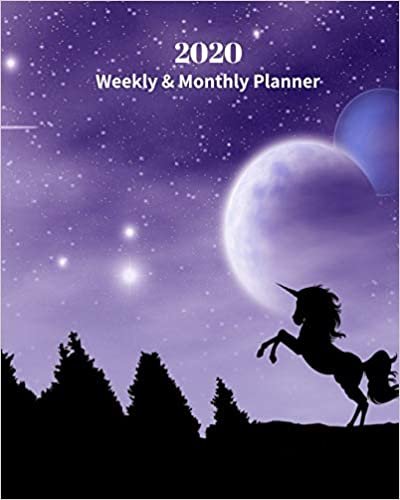 okumak 2020 Weekly and Monthly Planner: Unicorn Fantasy Purple - Monthly Calendar with U.S./UK/ Canadian/Christian/Jewish/Muslim Holidays– Calendar in Review/Notes 8 x 10 in.- Unicorns  Mythical
